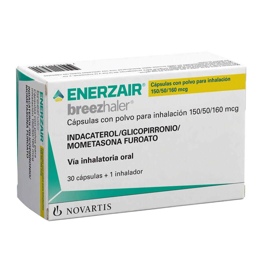 Enerzair Breezhaler 150/50/160 Indacaterol / Brom Glicopirronio / Mometasona Polvo Inhalación 30 Cápsulas