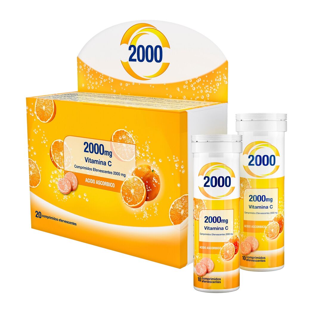 Vitamina C 2000 con 20 tabletas efervescentes