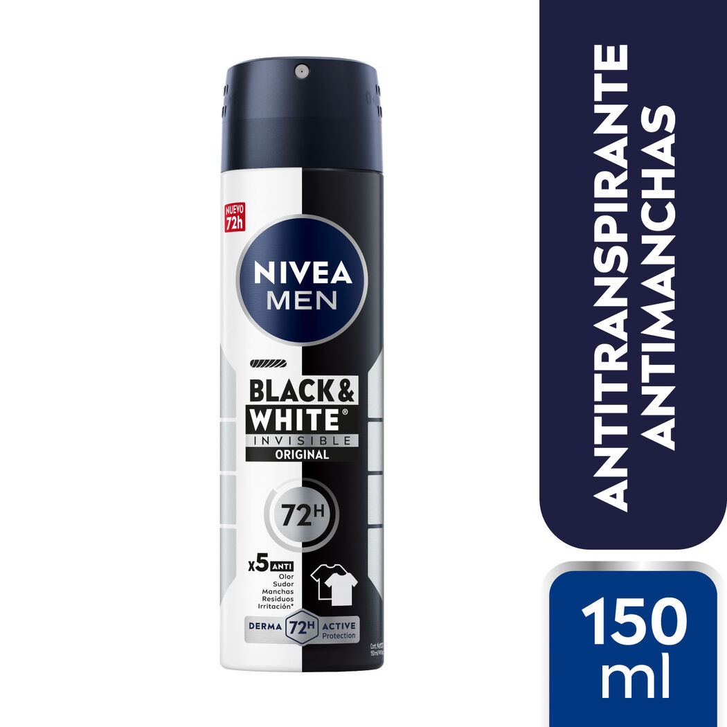 Desodorante Spray NIVEA MEN Invisible B&W Hombre 150ml
