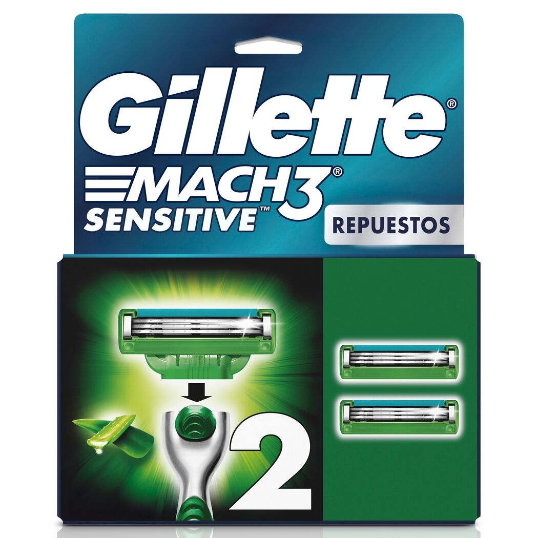 Gillette Mach3 Sensitive 2 Repuestos con Aloe