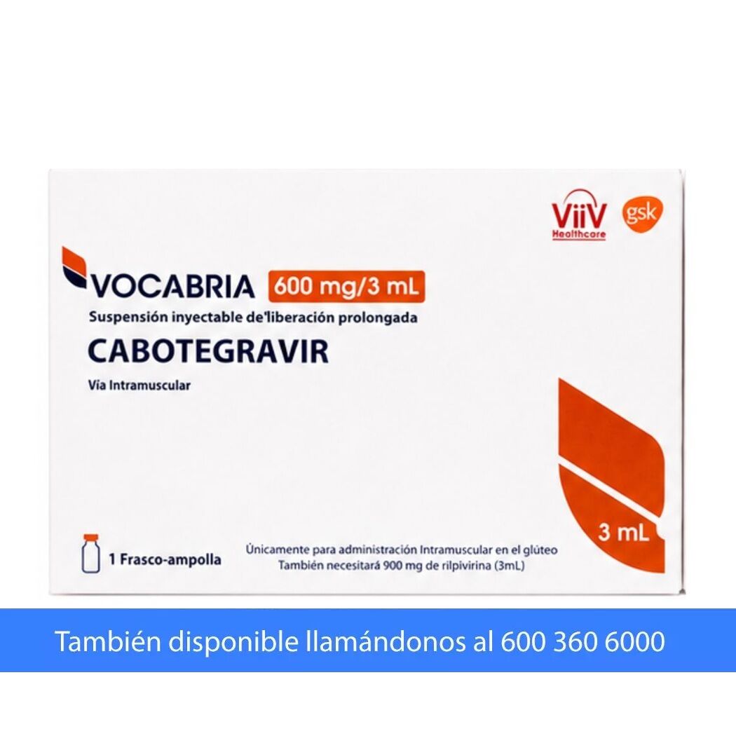 Vocabria Cabotegravir 600mg/3ml Suspensión Inyectable 1 Ampolla