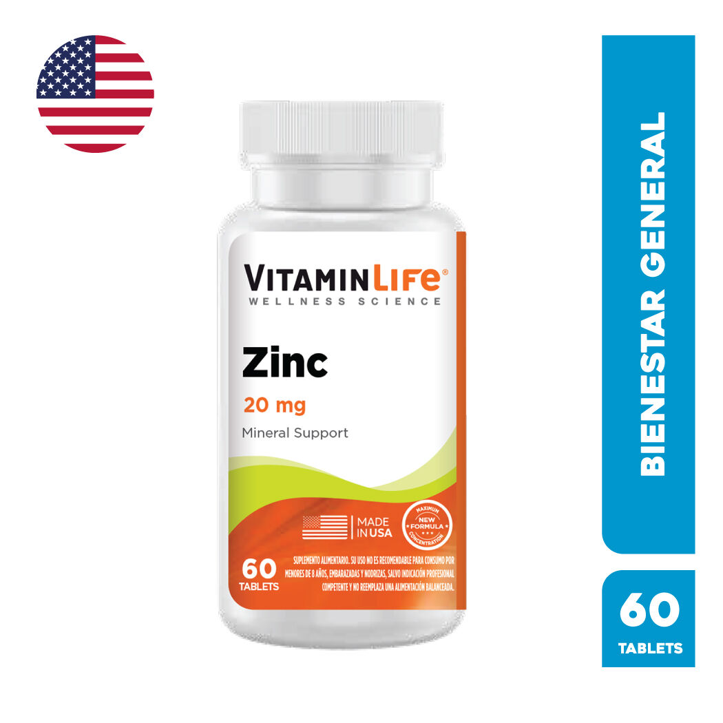 VitaminLife Zinc 20mg 60 Tabletas