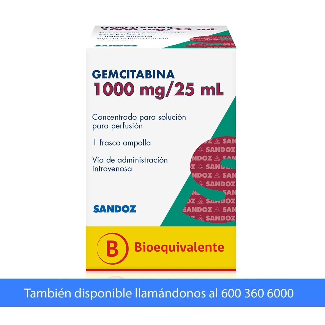 Gemcitabina (B) 1000mg/25ml Inyectable 1 Frasco-Ampolla