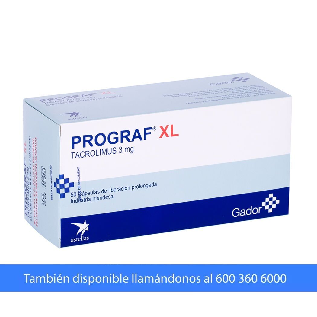 Prograf XL Tacrolimus 3mg 50 Cápsulas Prolongadas