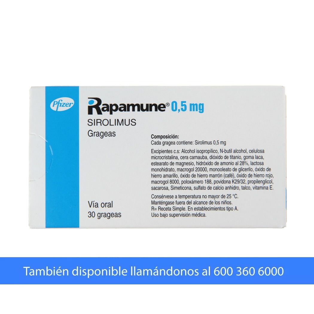 Rapamune Sirolimus 0.5mg 30 Grageas