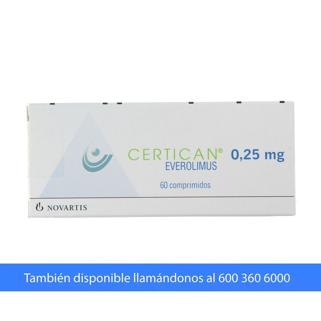 Certican Everolimus 0.25mg 60 Comprimidos