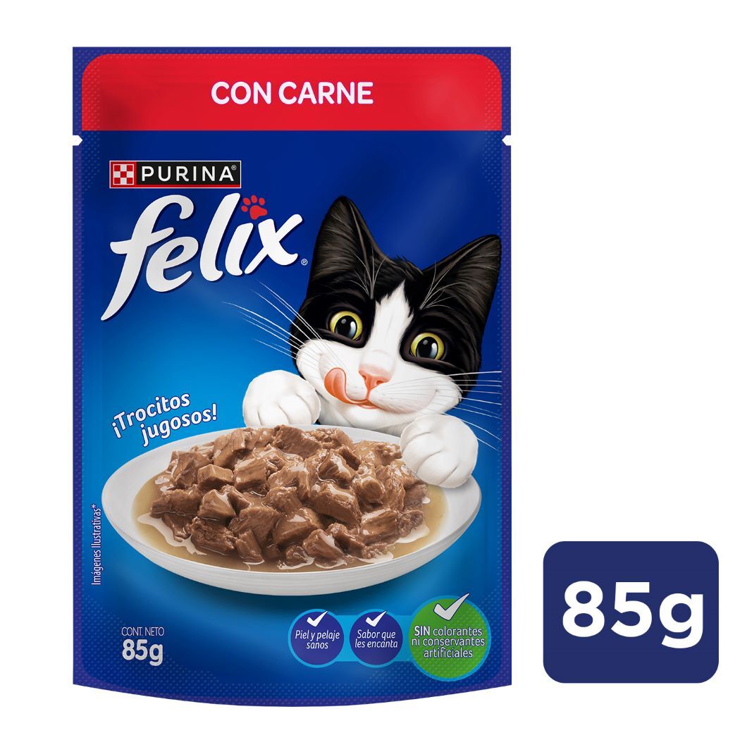 Alimento Húmedo Gato Felix Sabor Carne 85g