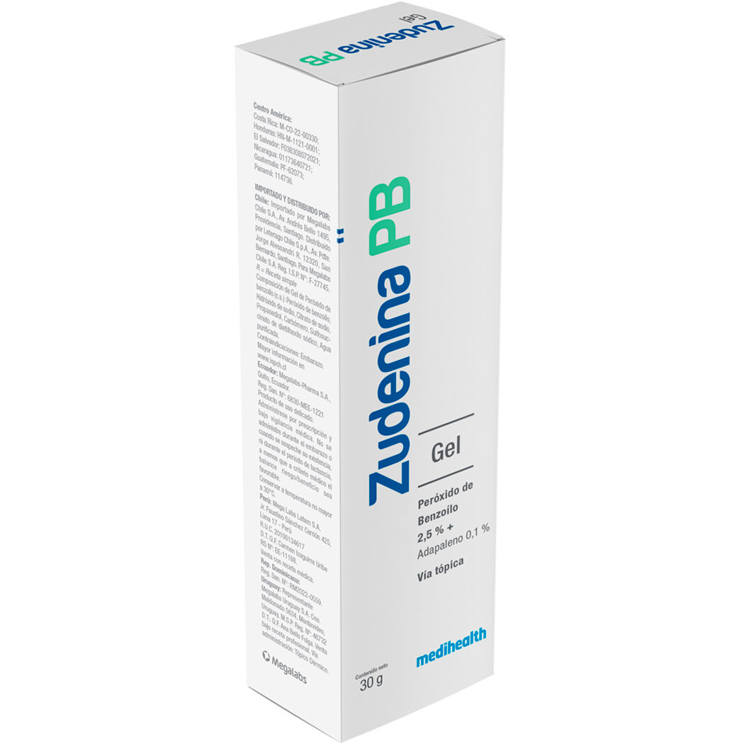 Zudenina PB Adapaleno / Peroxido De Benzoilo Gel Tópico 30g