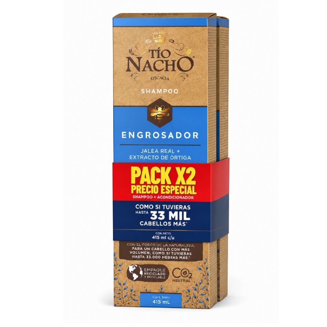 Pack Tío Nacho Engrosador Shampoo 415 + Acondicionador 415ml