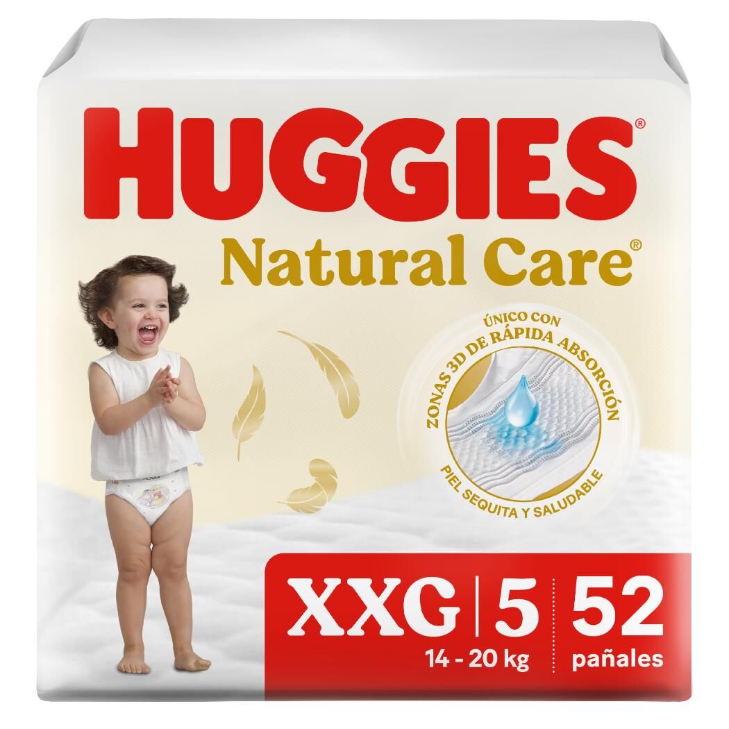 Pañales Huggies Natural Care 5/XXG 52 Unidades