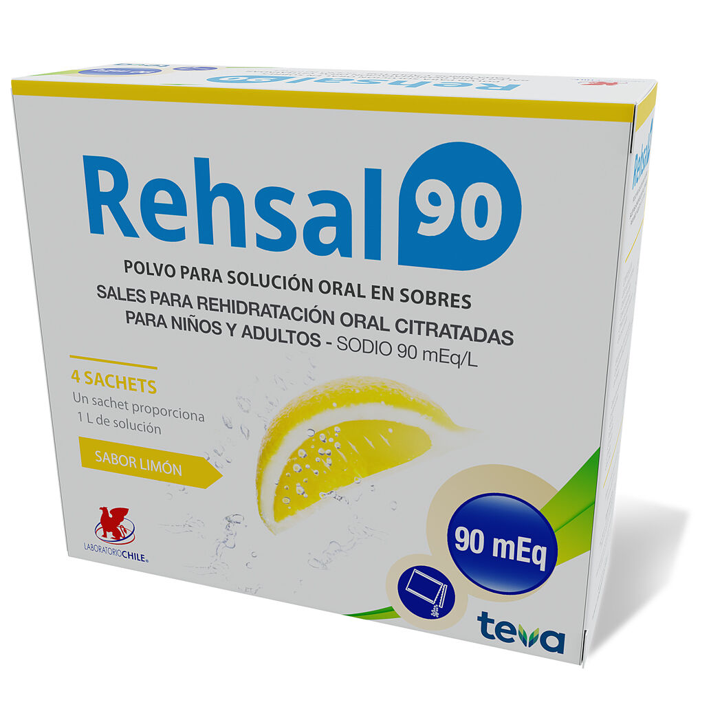 Rehsal 90 Sales Re hidratantes 4 Sobres Limón