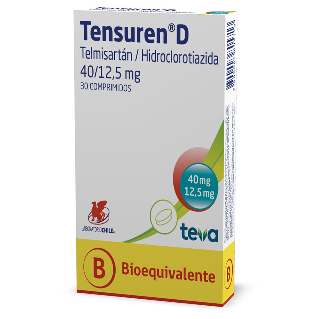 Tensuren D 40/12.5 Telmisartán / Hidroclorotiazida 30 Comprimidos