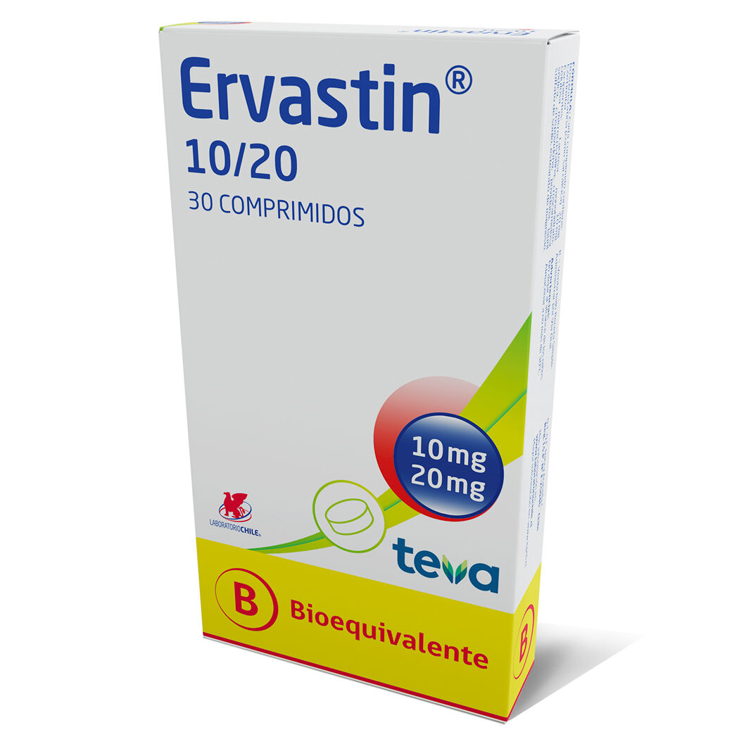 Ervastin 10/20 Ezetimiba/ Rosuvastatina 30 Comprimidos