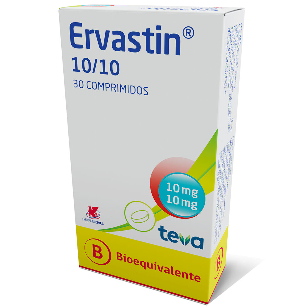 Ervastin 10/10 Ezetimiba / Rosuvastatina 30 Comprimidos