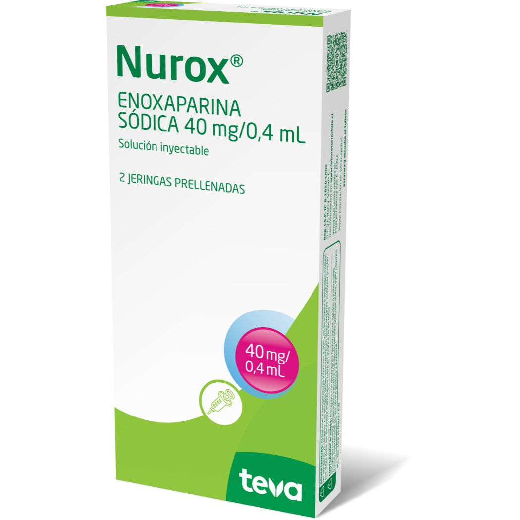 Nurox 40mg/0.4ml Enoxaparina Solución Inyectable 2 Jeringas Prellenadas