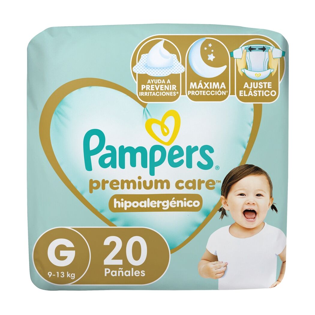 Pañal Pampers Premium Care Tamaño G (9-13 kg) 20 Unidades