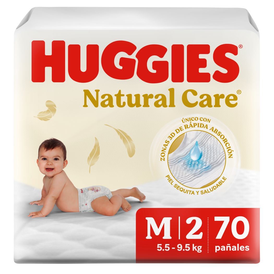 Pañales Huggies Natural Care M 70 Unidades