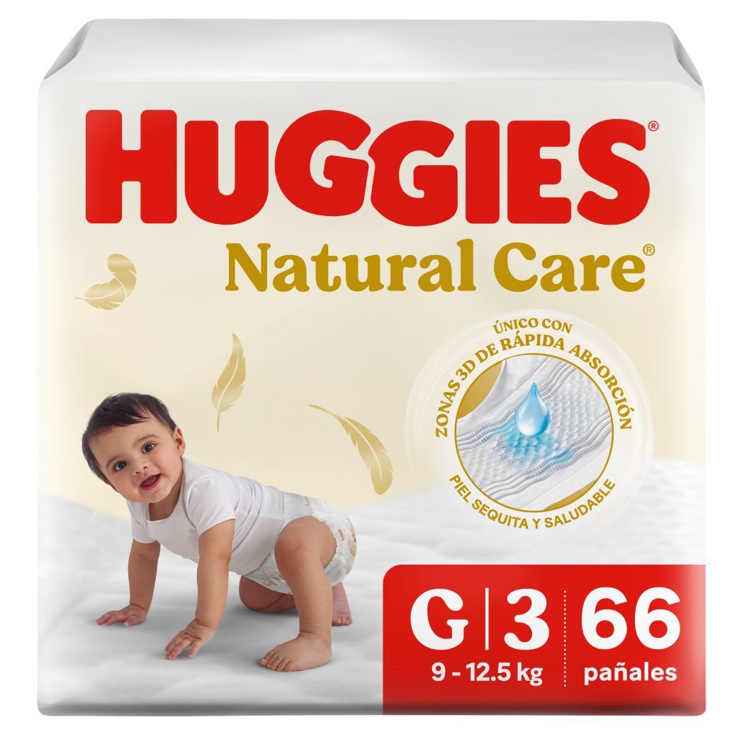 Pañales Huggies Natural Care G 66 Unidades