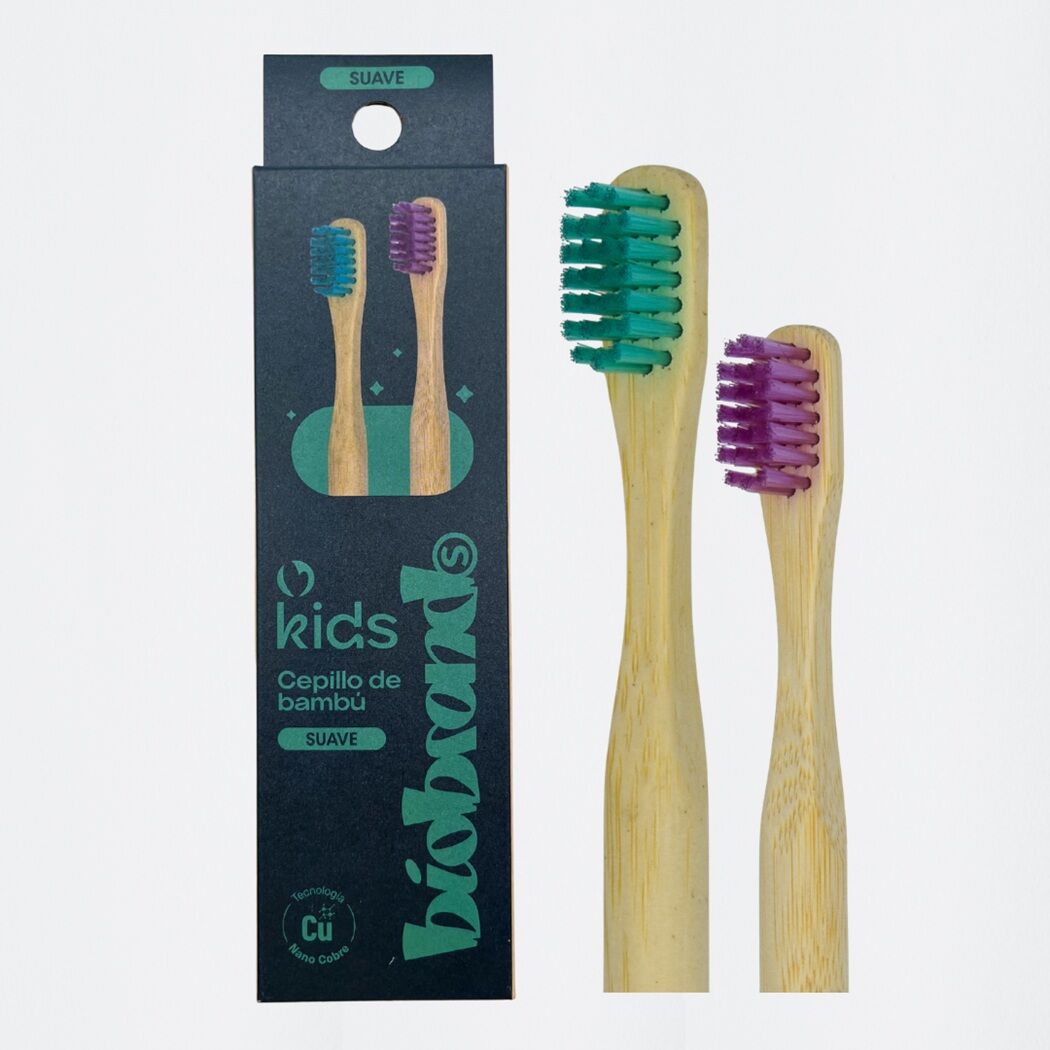 Duo Pack Cepillo Dental de Bambú Kids Suave Menta
