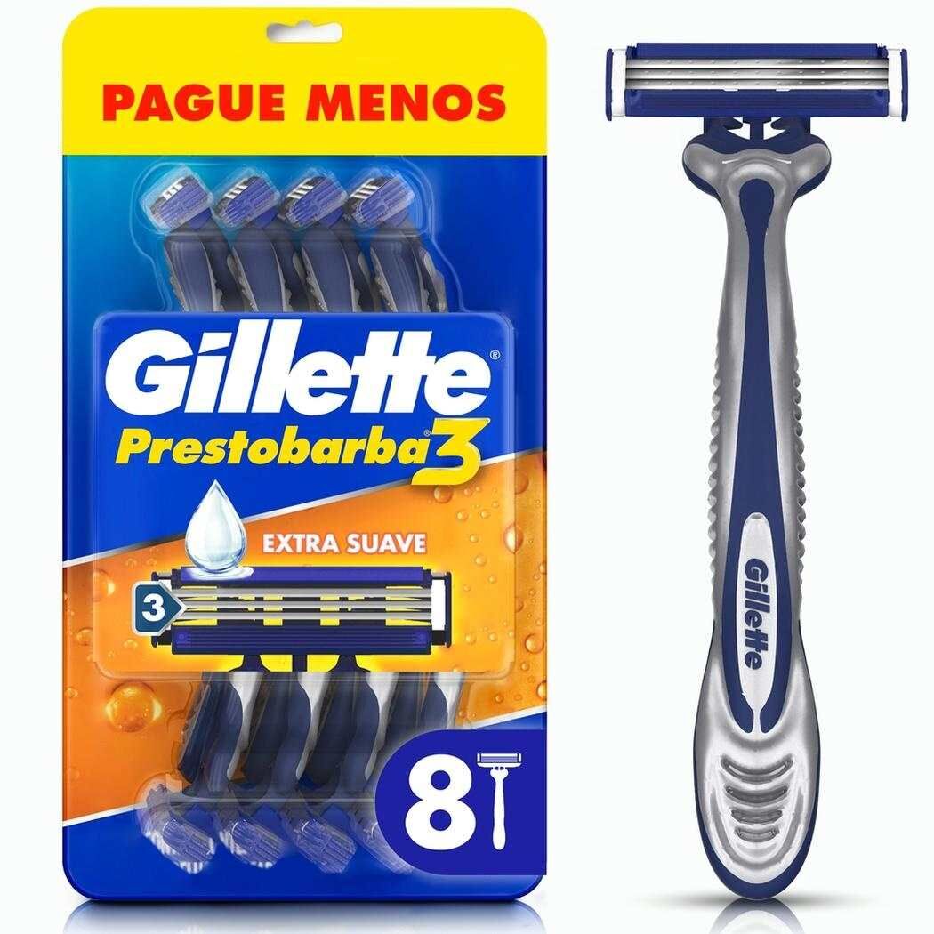 Gillette Prestobarba3 Máquina de Afeitar con 3 Hojas 8 Unidades
