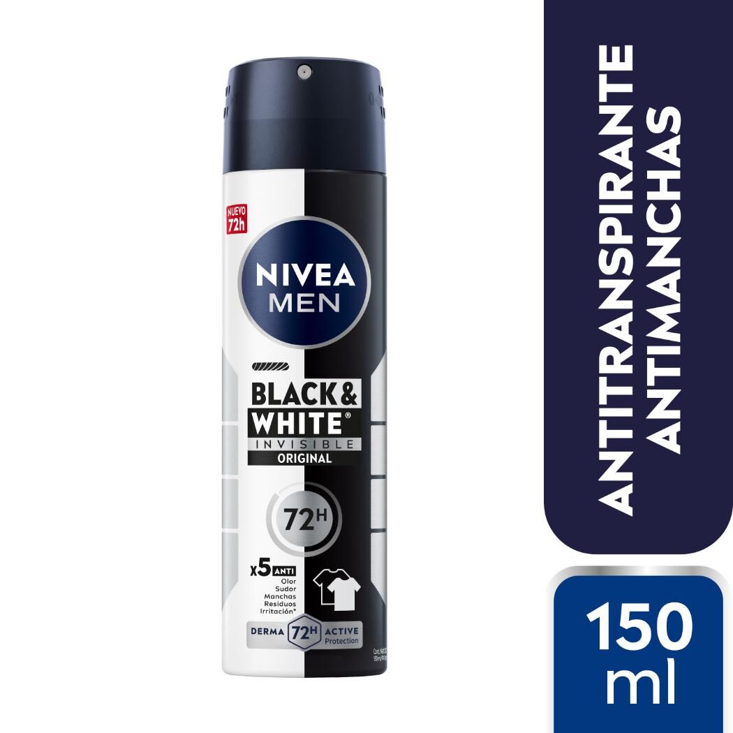 Desodorante Spray NIVEA MEN Invisible B&W Hombre 150ml