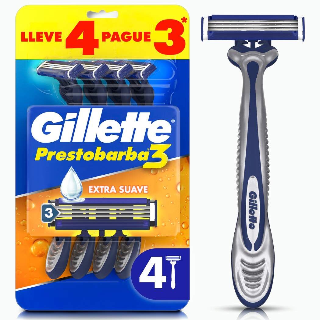Gillette Prestobarba3 Máquina De Afeitar Con 3 Hojas 4 Unidades