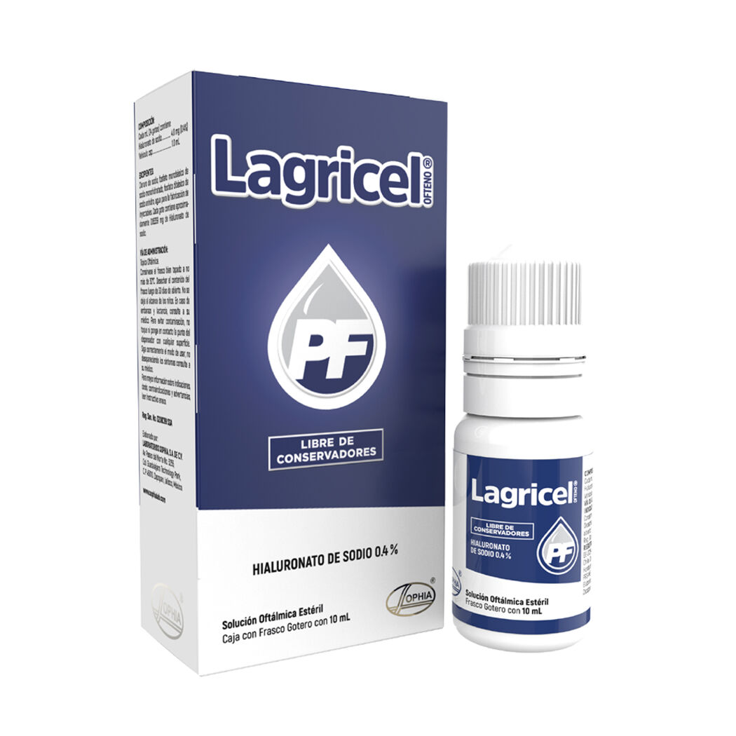 Lagricel Ofteno PF 0.4% Hialuronato Sódico Solución Oftálmica 10ml