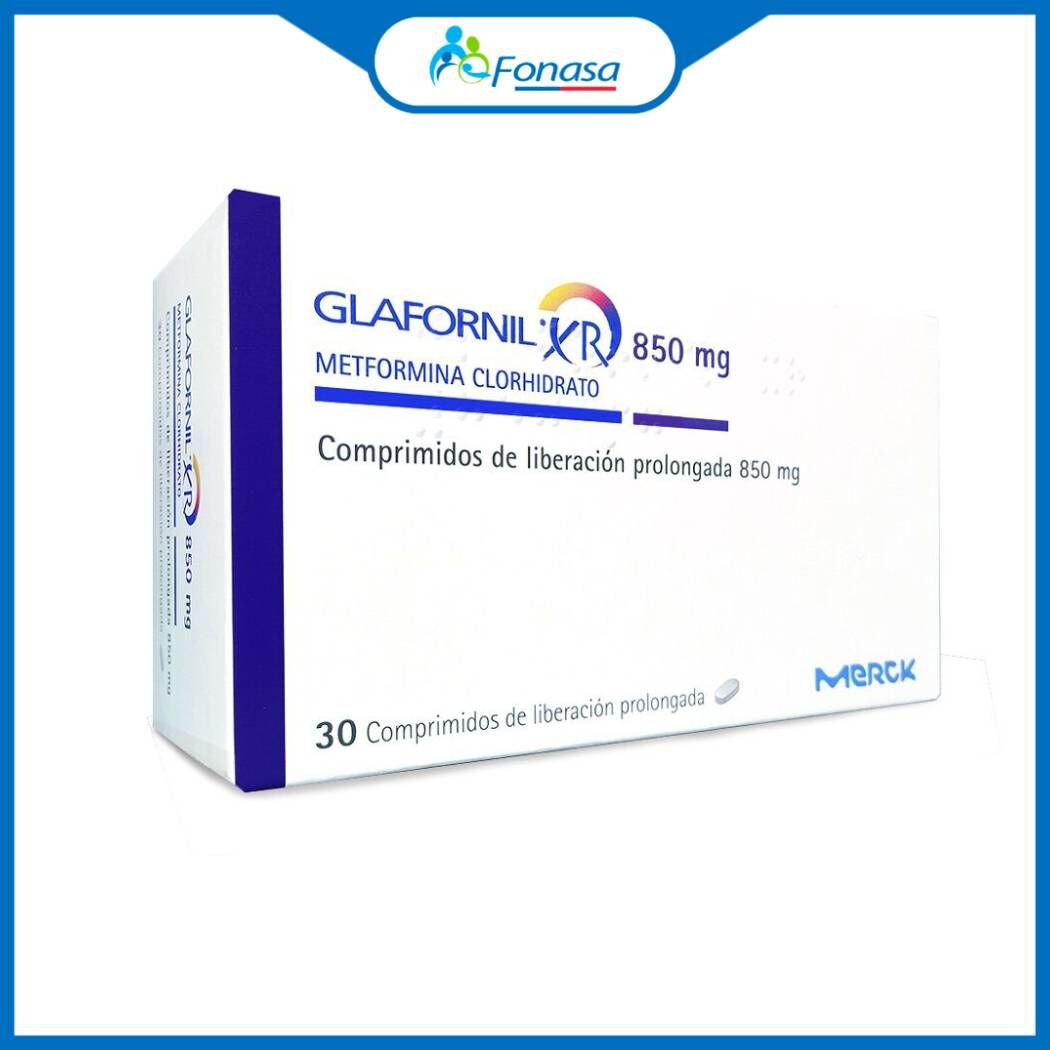 Glafornil XR Metformina 850mg 30 Comprimidos Prolongados