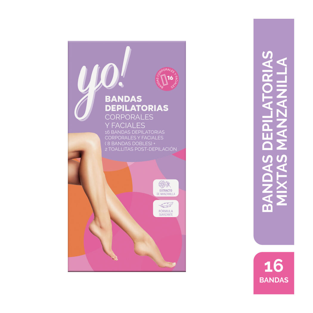 Yo! Bandas Depilatorias con Extractos de Manzanilla 16 Unidades