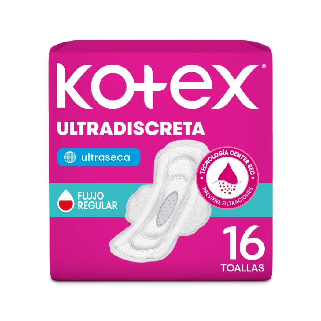 Toalla Higiénica Kotex Ultradiscreta Malla 16 Unidades