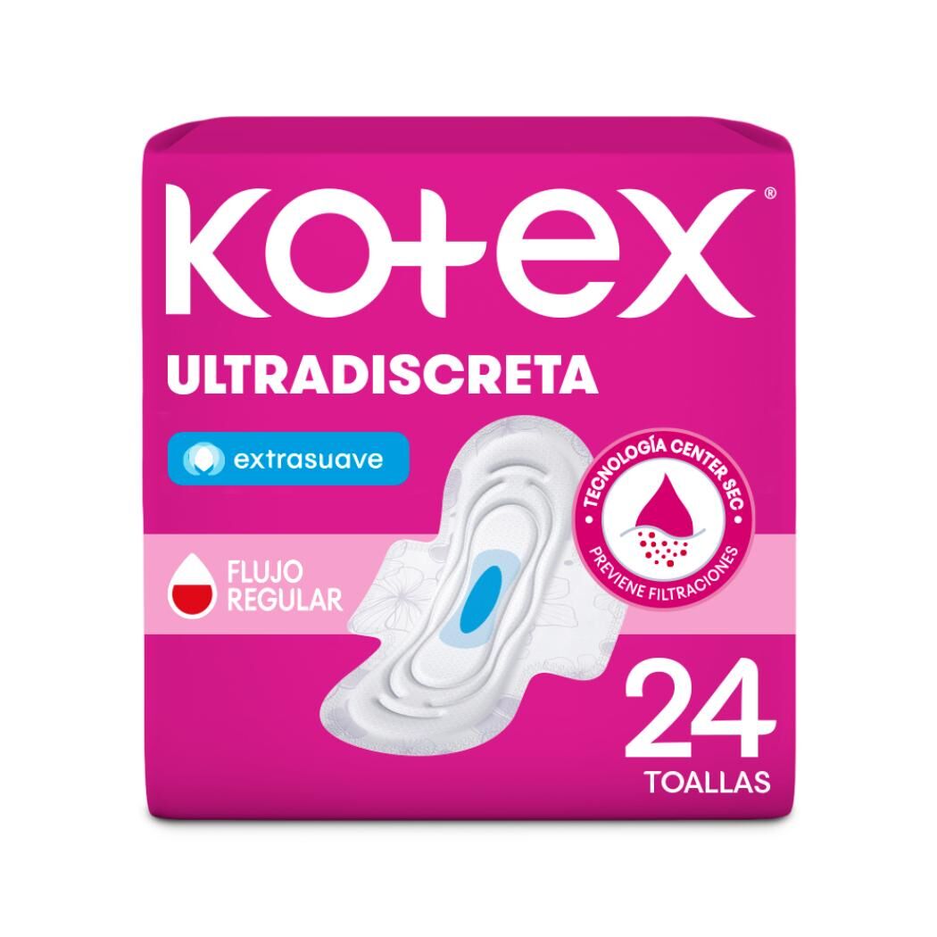 Toalla Higiénica Kotex Ultradiscreta Suave 24 Unidades