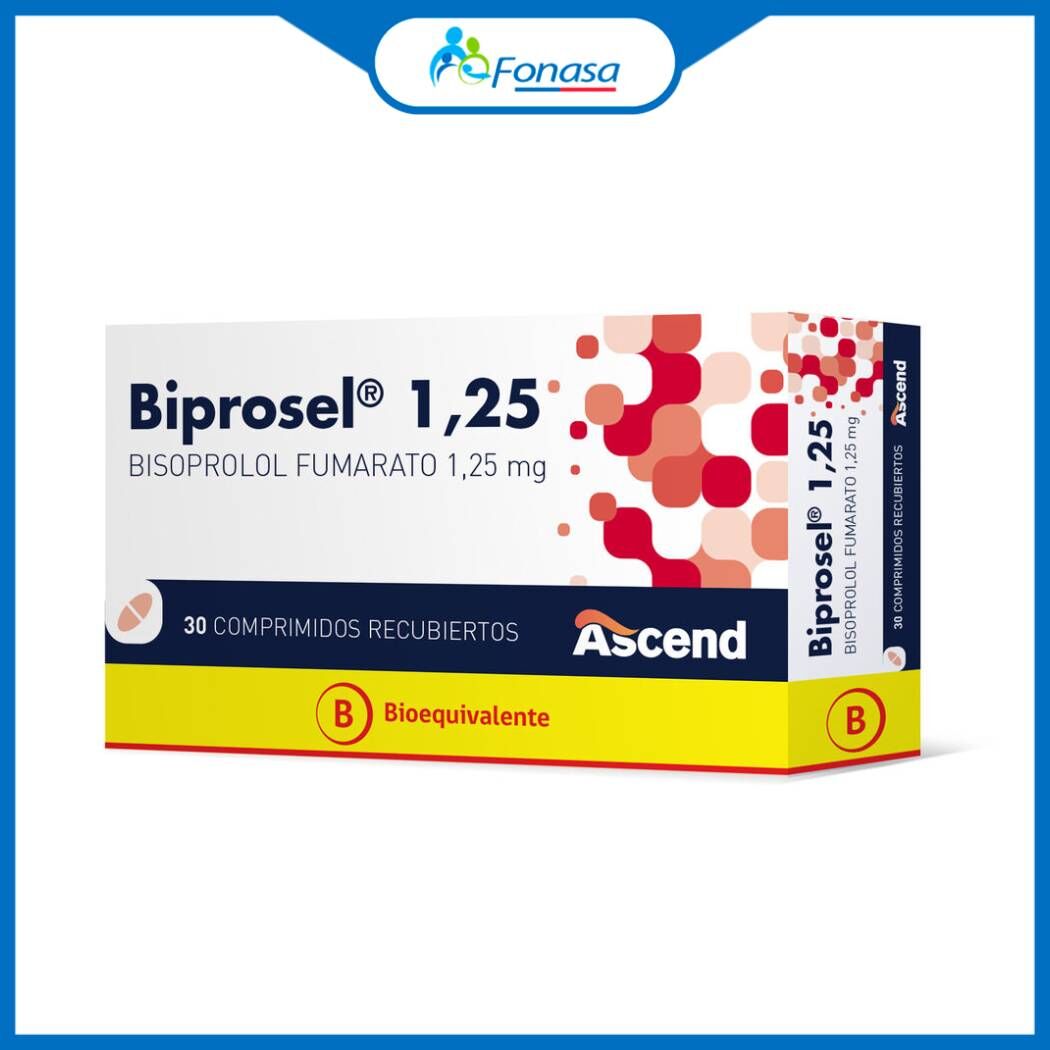 Biprosel (B) Bisoprolol 1.25mg 30 Comprimidos Recubiertos