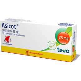 Asicot (B) Quetiapina 25mg 30 Comprimidos Recubiertos