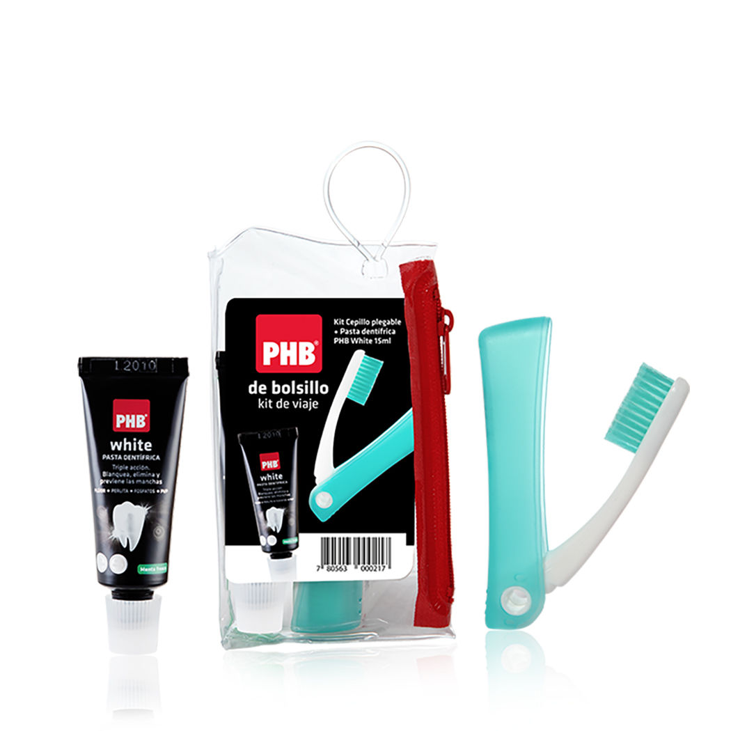 Pack de viaje PHB® cepillo plegable + mini pasta 15ml