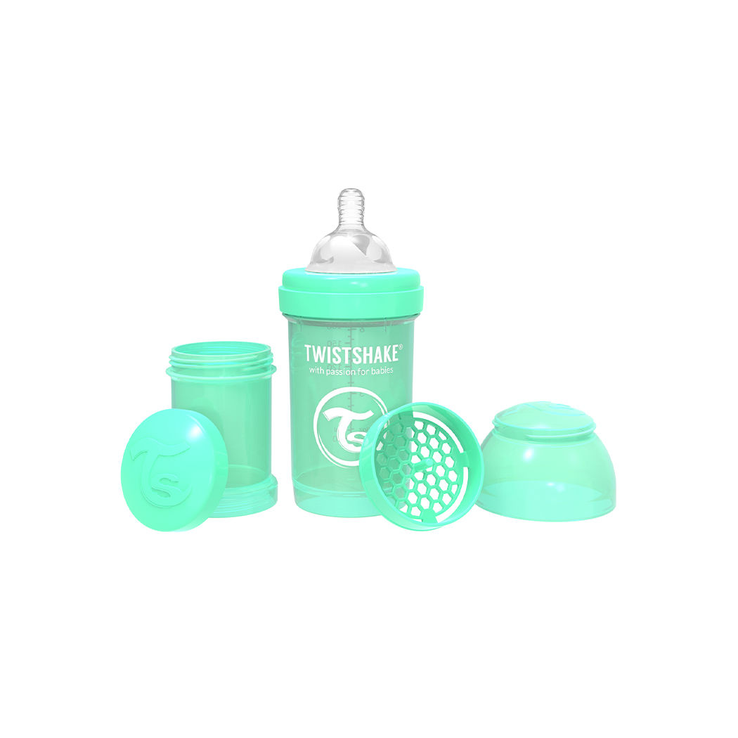 Mamadera anticólico Twistshake verde pastel 180ml