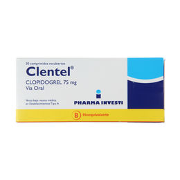 Clentel (B) Clopidogrel 75mg 30 Comprimidos Recubiertos