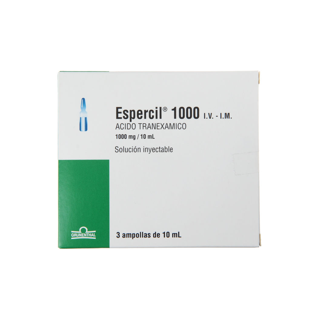 Espercil Ácido Tranexámico 1000mg Inyectable 3 Ampollas