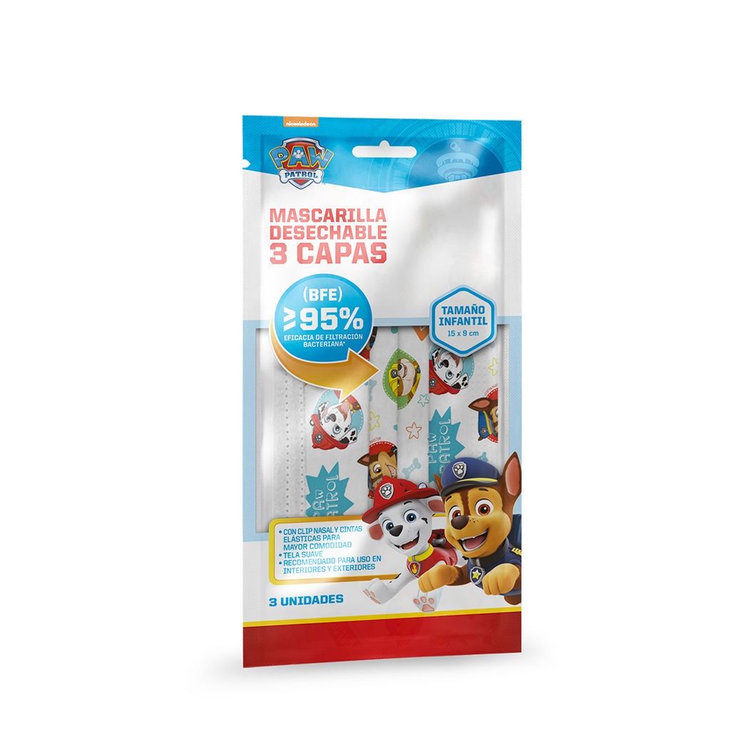 Mascarilla Desechable Infantil Paw Patrol 