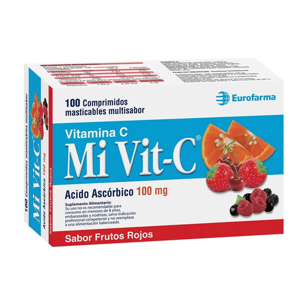 Mivit C Frutos Rojos 100mg 100 Comprimidos Masticables