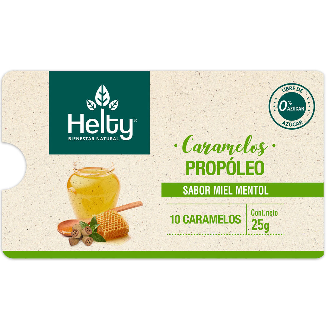 Caramelos propóleo Miel Mentol Zero Helty 10un