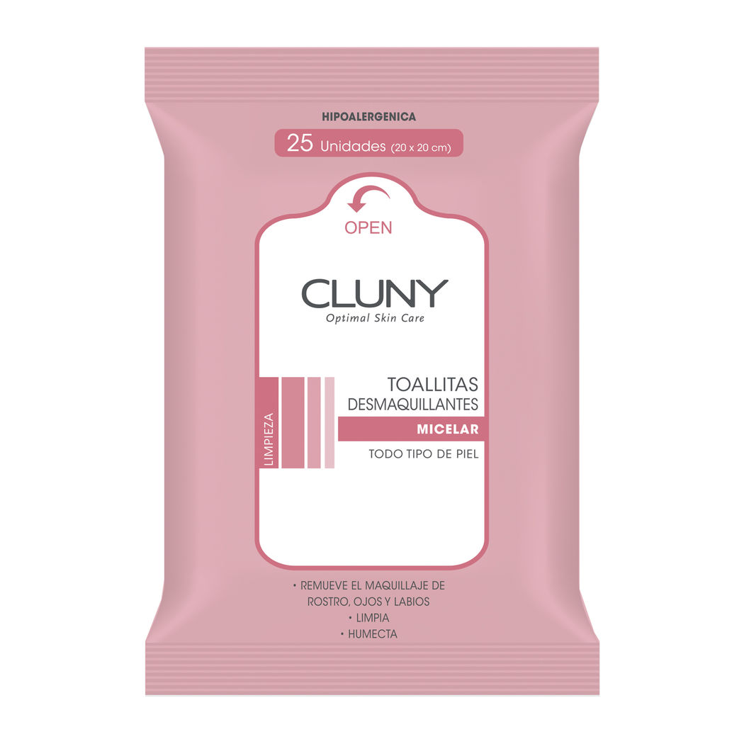 Toallitas Desmaquillantes Cluny Micelar 25 Unidades