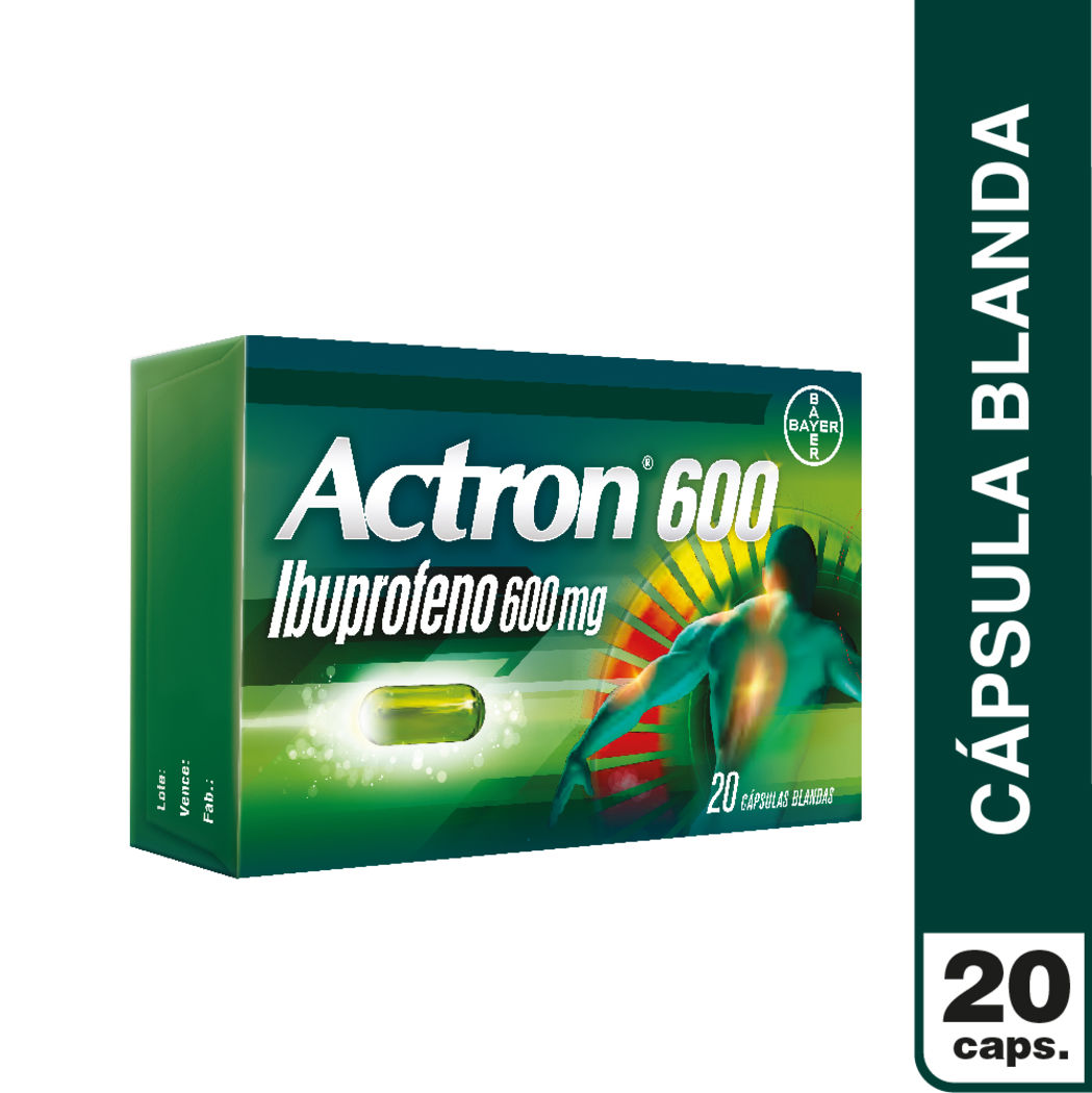 Actron (R) Ibuprofeno 600mg 20 Cápsulas Blandas