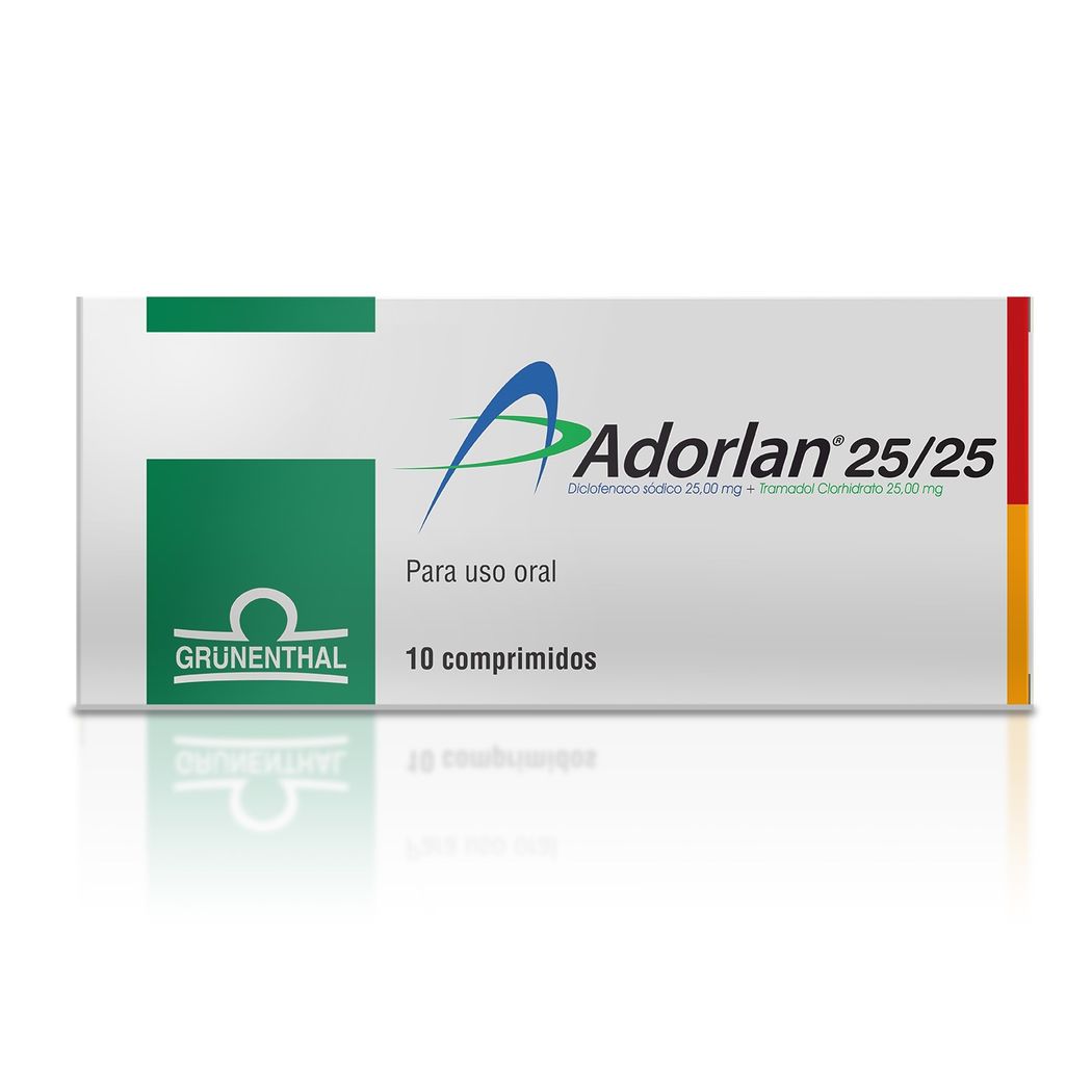 Adorlan 25/25 Diclofenaco / Tramadol 10 Comprimidos