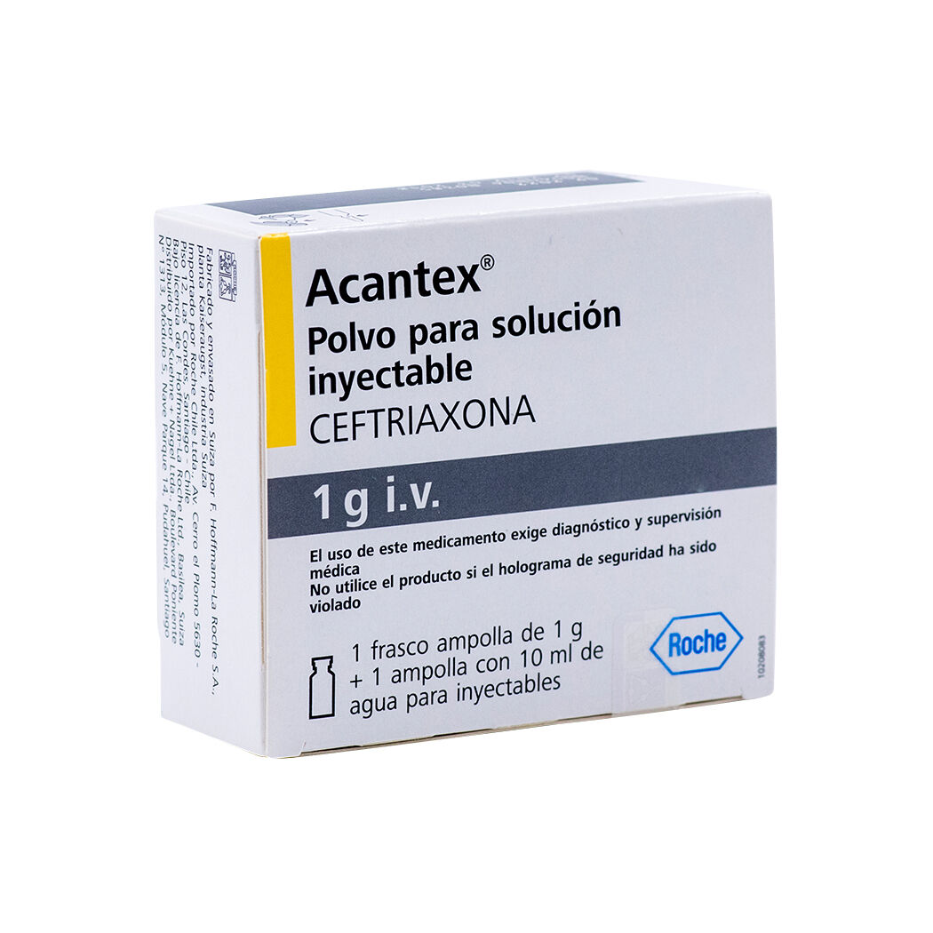 Acantex Ceftriaxona 1g Inyectable IV 1 Ampolla