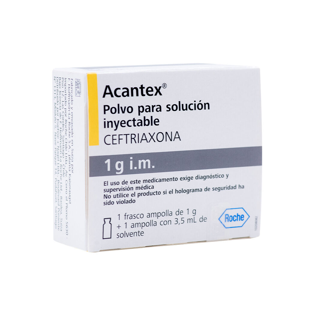 Acantex Ceftriaxona 1g Inyectable IM 1 Ampolla