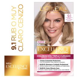 Tintura Excellence Creme 9.1 Rubio Ceniza Claro