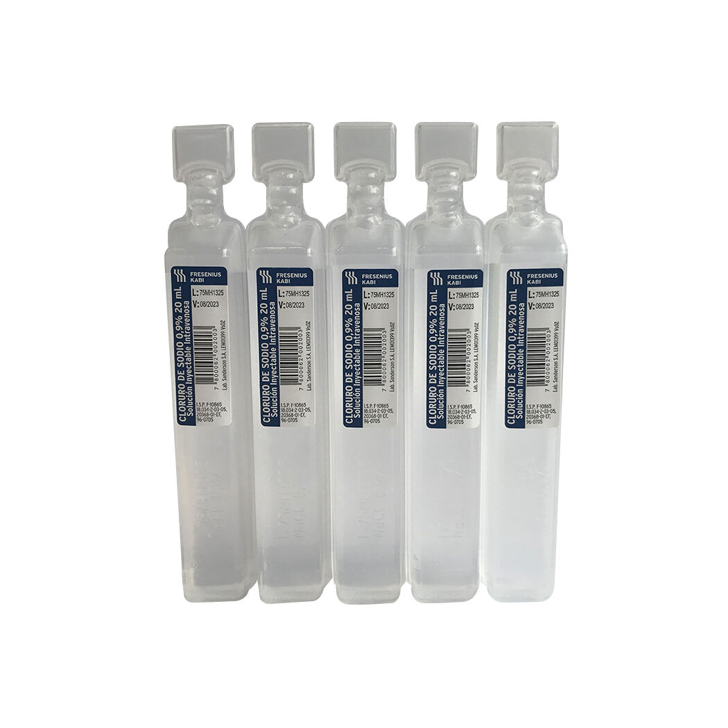 Cloruro de Sodio 0.9% 20ml Inyectable 5 Ampollas