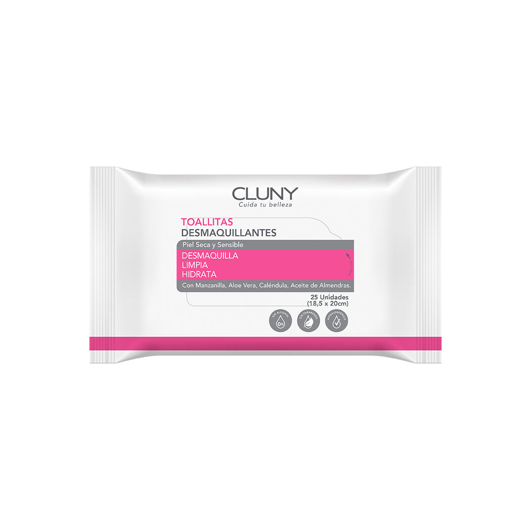 Cluny Toallitas Desmaquillantes Piel Seca a Sensible 25 Unidades