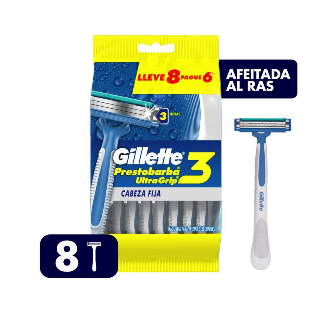 Máquina Afeitar Prestobarba Ultragrip3 8 Unidades