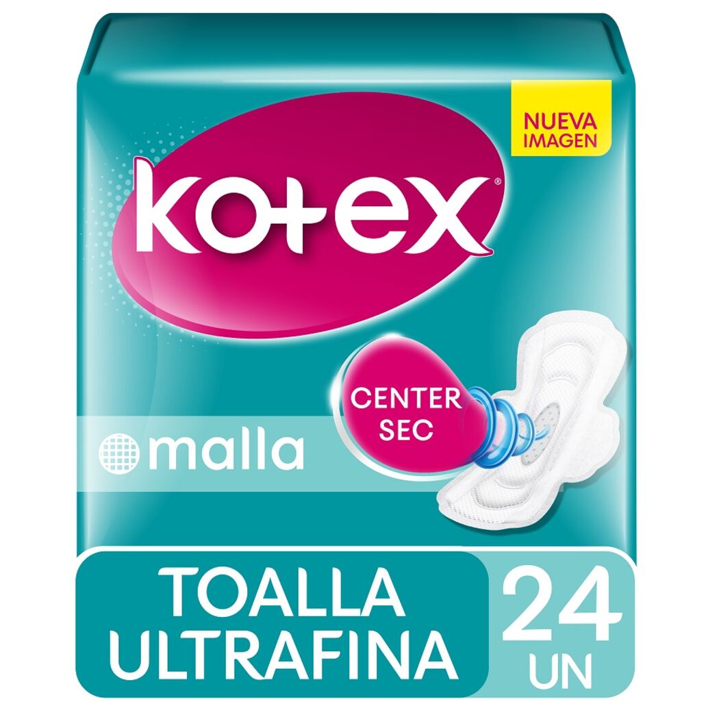Toallas Higiénicas Kotex Ultrafina Malla 24 Unidades